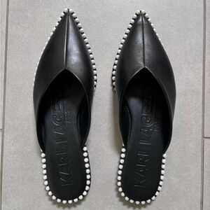 Karl Lagerfeld Paris slip-on mules, pointed-toe, decorative studding at welt